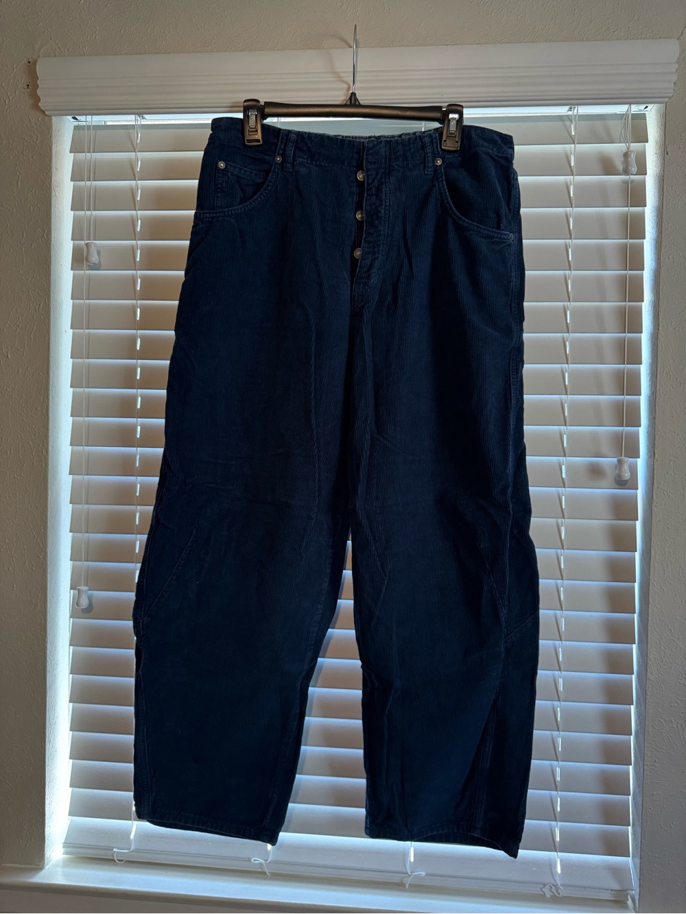 Women’s Dark Blue Corduroy Relaxed Fit Pants